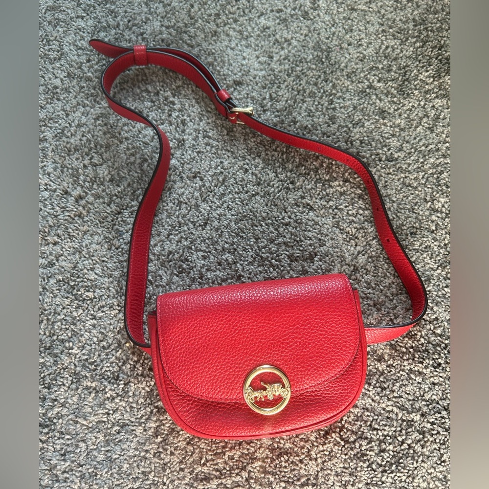 Coach Red Mini Crossbody Bag with Gold Hardware